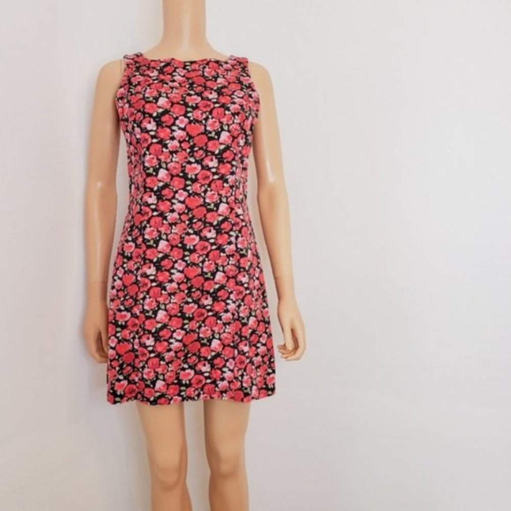 Vintage Ditsy Floral Print A Line Shift Dress Small